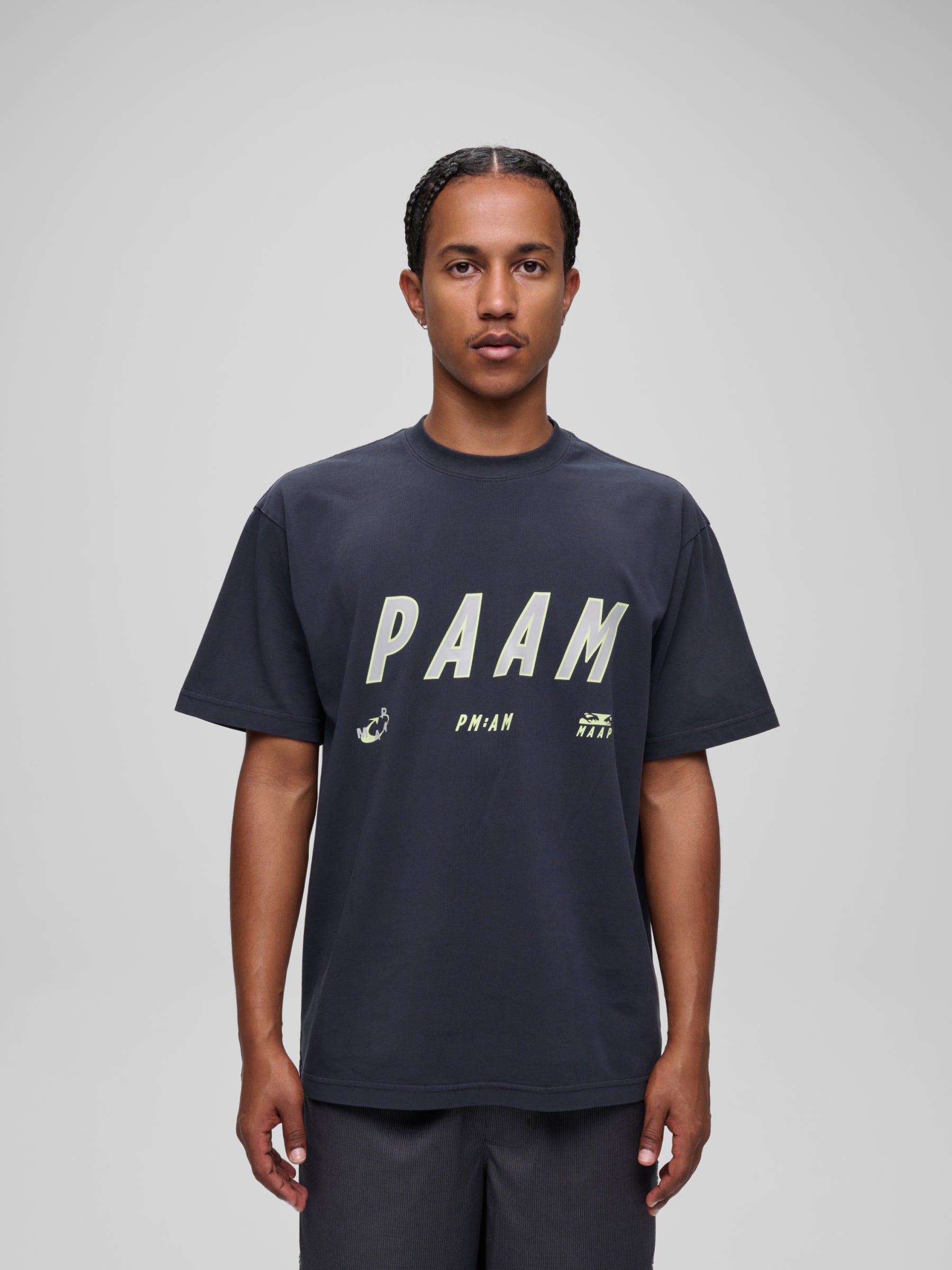 The MAAP x P.A.M. 4.0 Tee BLACK/GLOW LIME available online with global shipping, and in PAM Stores Melbourne and Sydney.