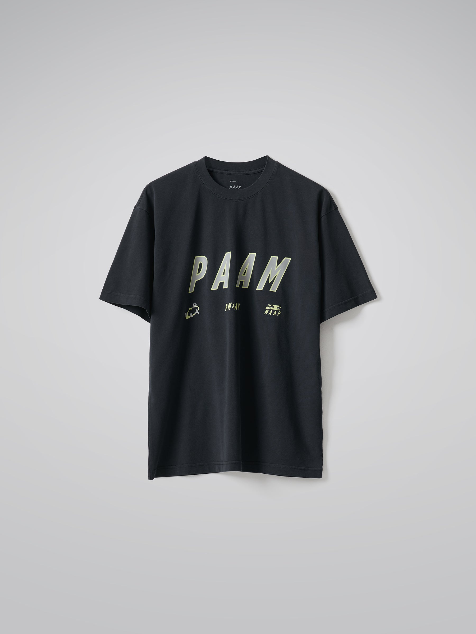 The MAAP x P.A.M. 4.0 Tee BLACK/GLOW LIME available online with global shipping, and in PAM Stores Melbourne and Sydney.