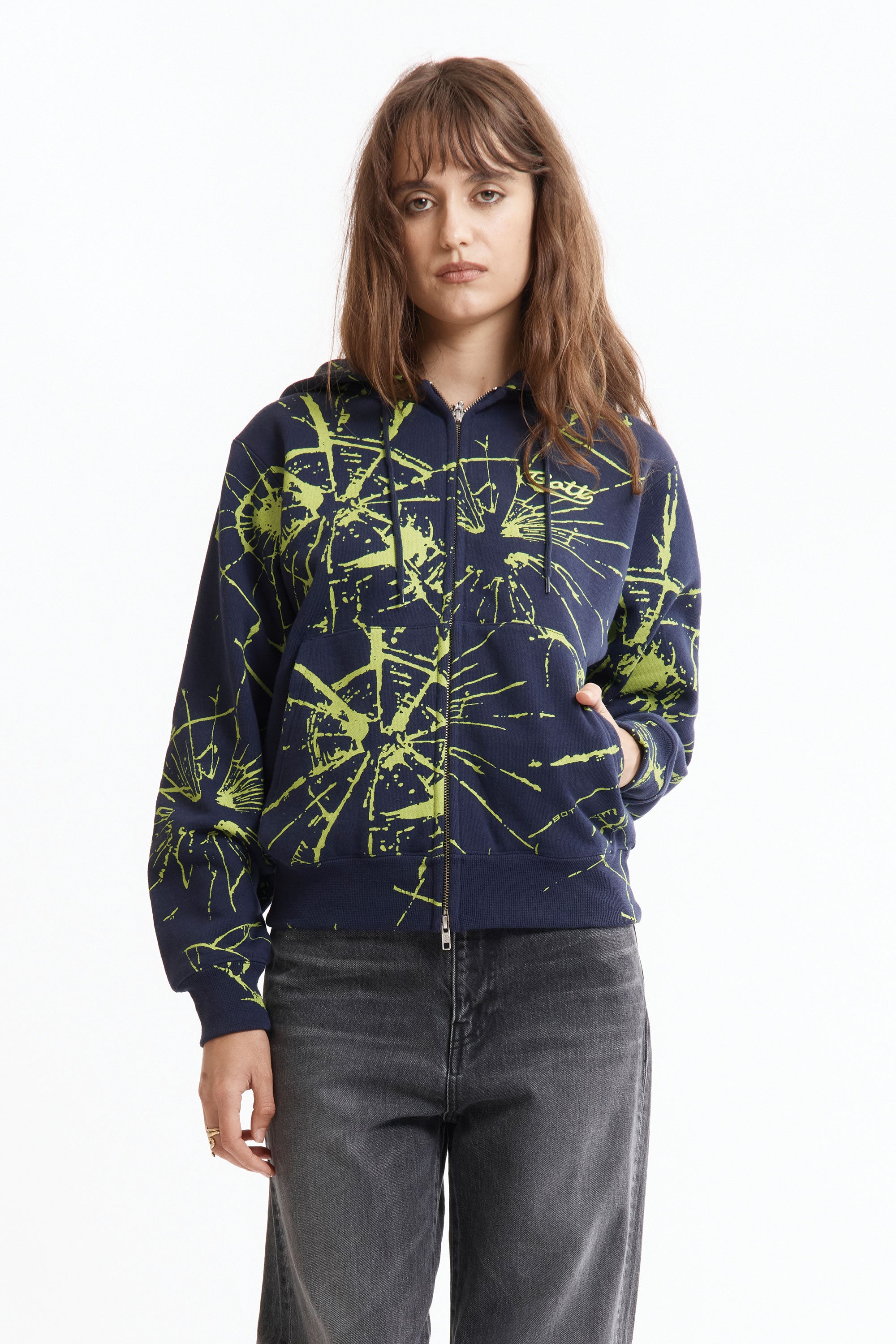 The Shattered Zip Hoodie Navy available online with global shipping, and in PAM Stores Melbourne and Sydney.