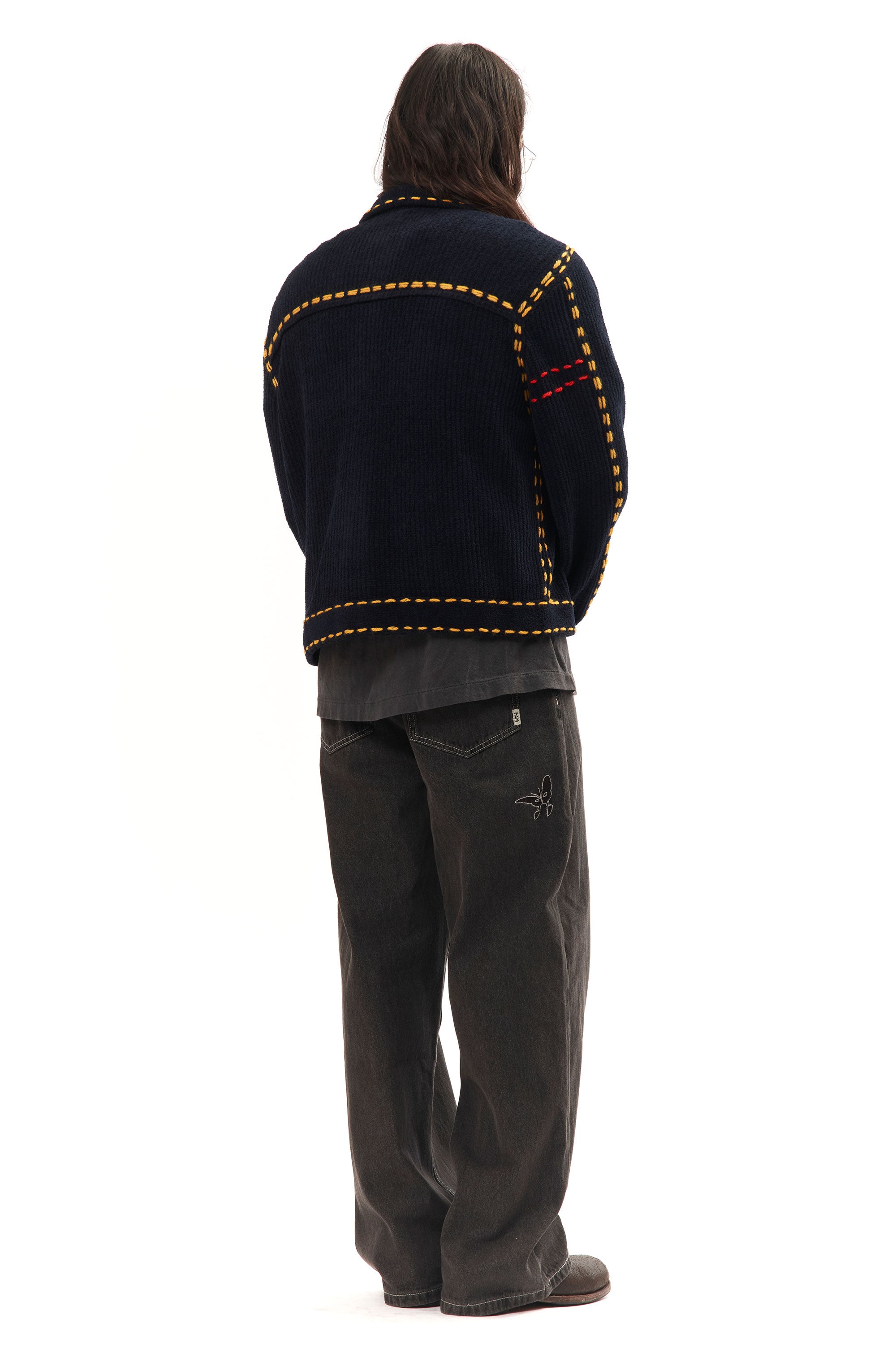 The PG1 KNIT CARIGAN NAVY available online with global shipping, and in PAM Stores Melbourne and Sydney.