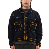 The PG1 KNIT CARIGAN NAVY available online with global shipping, and in PAM Stores Melbourne and Sydney.