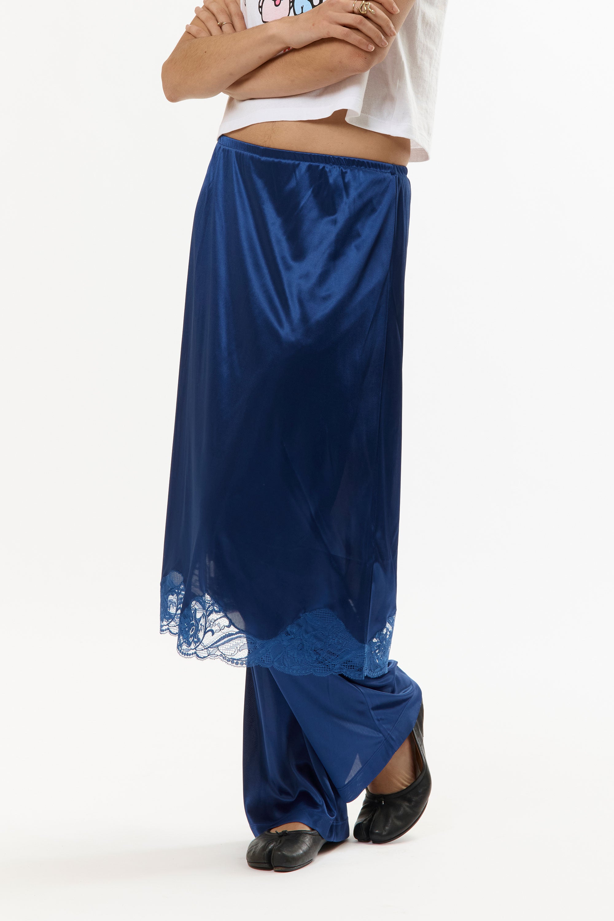 The NAVY LINGERIE TROUSER available online with global shipping, and in PAM Stores Melbourne and Sydney.