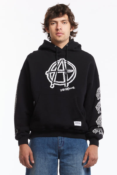 【NEIGHBORHOOD】NH X ANARCHIC ADJUSTMENT . SWEAT HOODIE LS NBHD-BLACK-A-HOOD-FRONT_grande