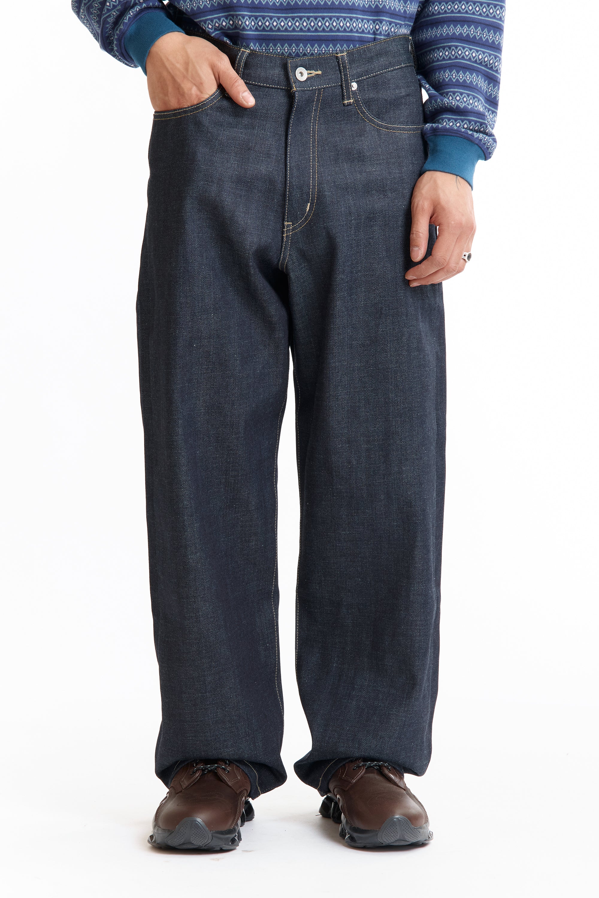The SS26 RIGID DENIM DP WIDE PANTS available online with global shipping, and in PAM Stores Melbourne and Sydney.