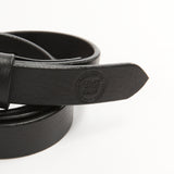 The LEATHER NARROW BELT BLACK available online with global shipping, and in PAM Stores Melbourne and Sydney.