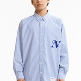 The SS26 NH STRIPE SHIRT LS BLUE available online with global shipping, and in PAM Stores Melbourne and Sydney.