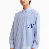 The SS26 NH STRIPE SHIRT LS BLUE available online with global shipping, and in PAM Stores Melbourne and Sydney.
