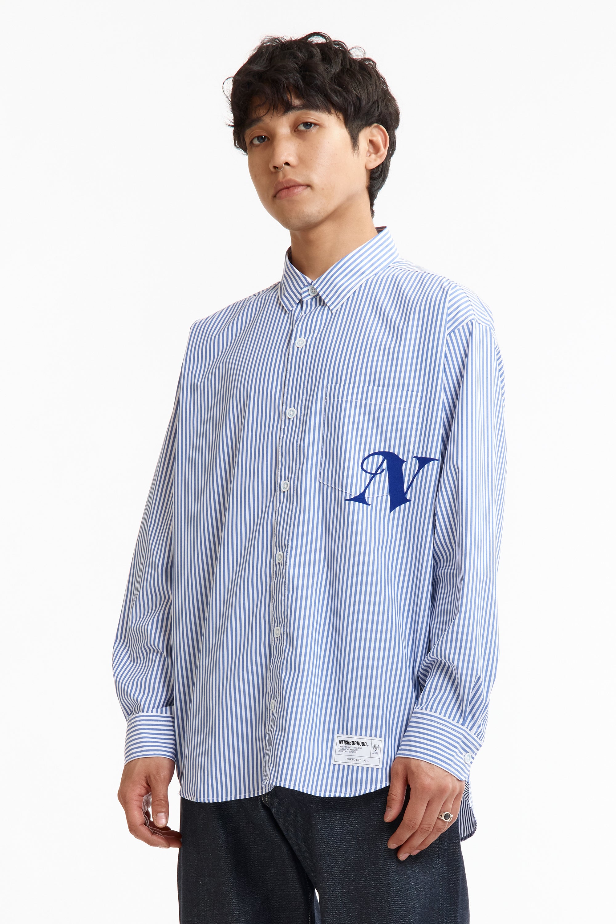 The SS26 NH STRIPE SHIRT LS BLUE available online with global shipping, and in PAM Stores Melbourne and Sydney.
