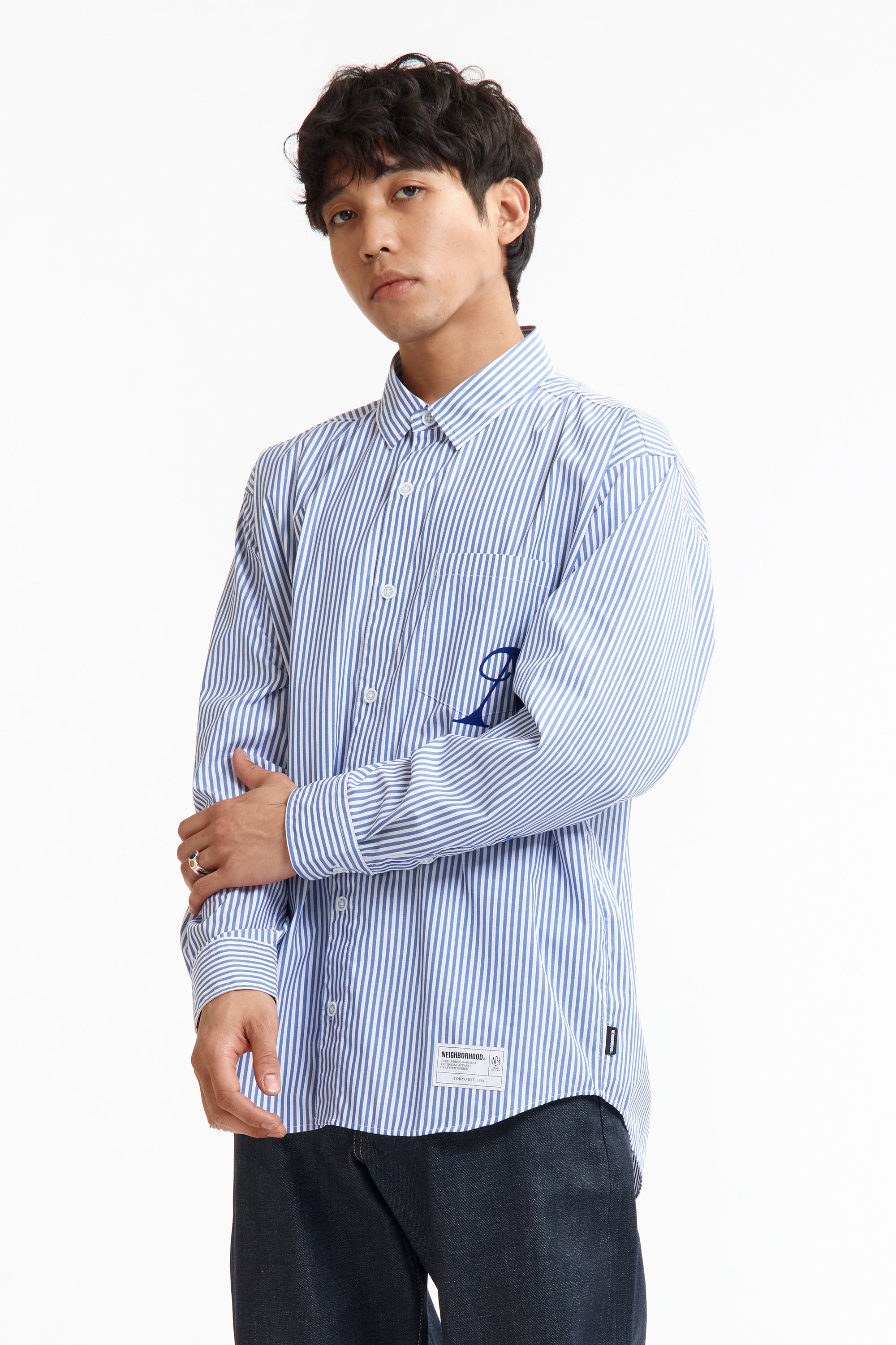 The SS26 NH STRIPE SHIRT LS BLUE available online with global shipping, and in PAM Stores Melbourne and Sydney.