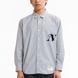 The SS26 NH STRIPE SHIRT LS BLACK available online with global shipping, and in PAM Stores Melbourne and Sydney.