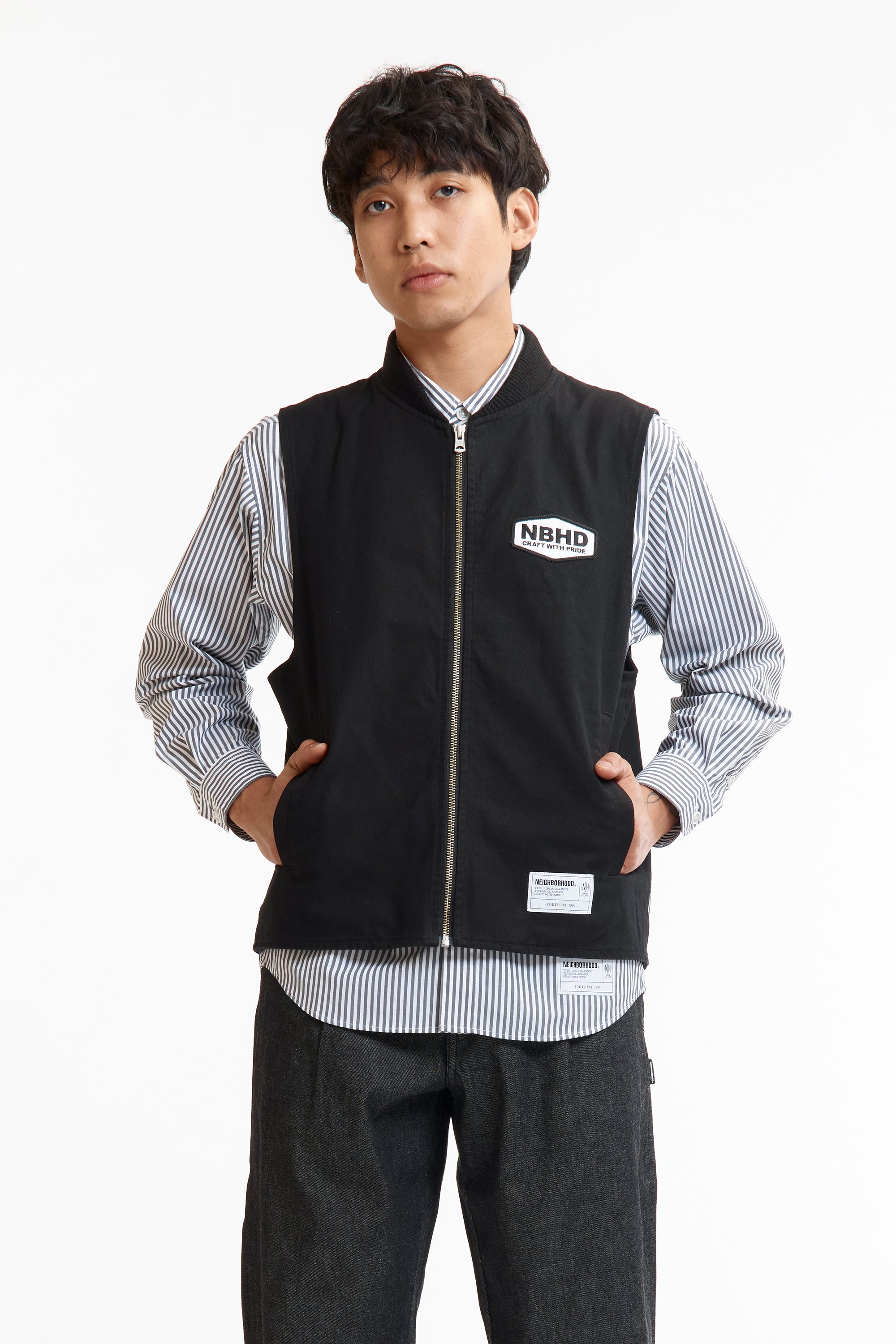 The SS26 ZIP WORK VEST BLACK available online with global shipping, and in PAM Stores Melbourne and Sydney.