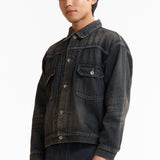 The SS26 WASHED DENIM TYPE-2 JACKET BLACK available online with global shipping, and in PAM Stores Melbourne and Sydney.
