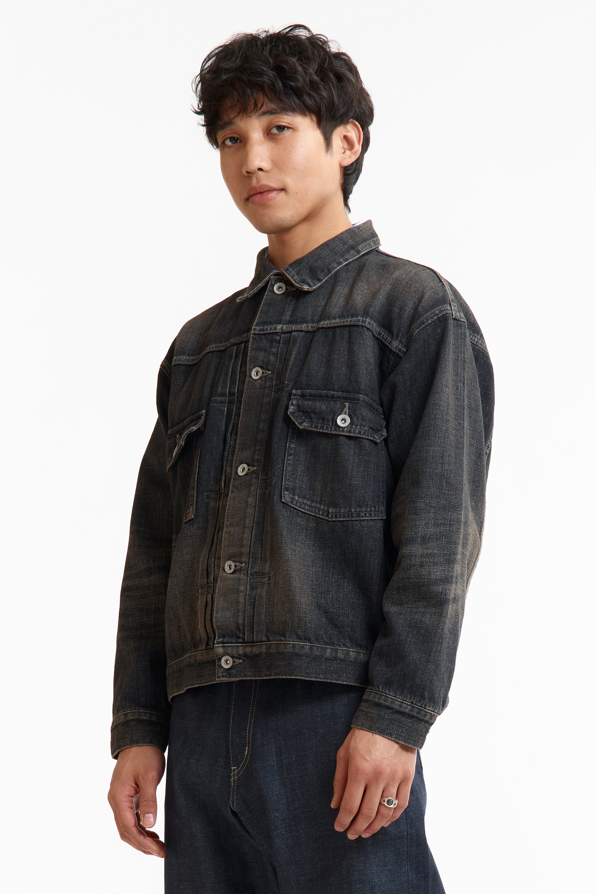 The SS26 WASHED DENIM TYPE-2 JACKET BLACK available online with global shipping, and in PAM Stores Melbourne and Sydney.