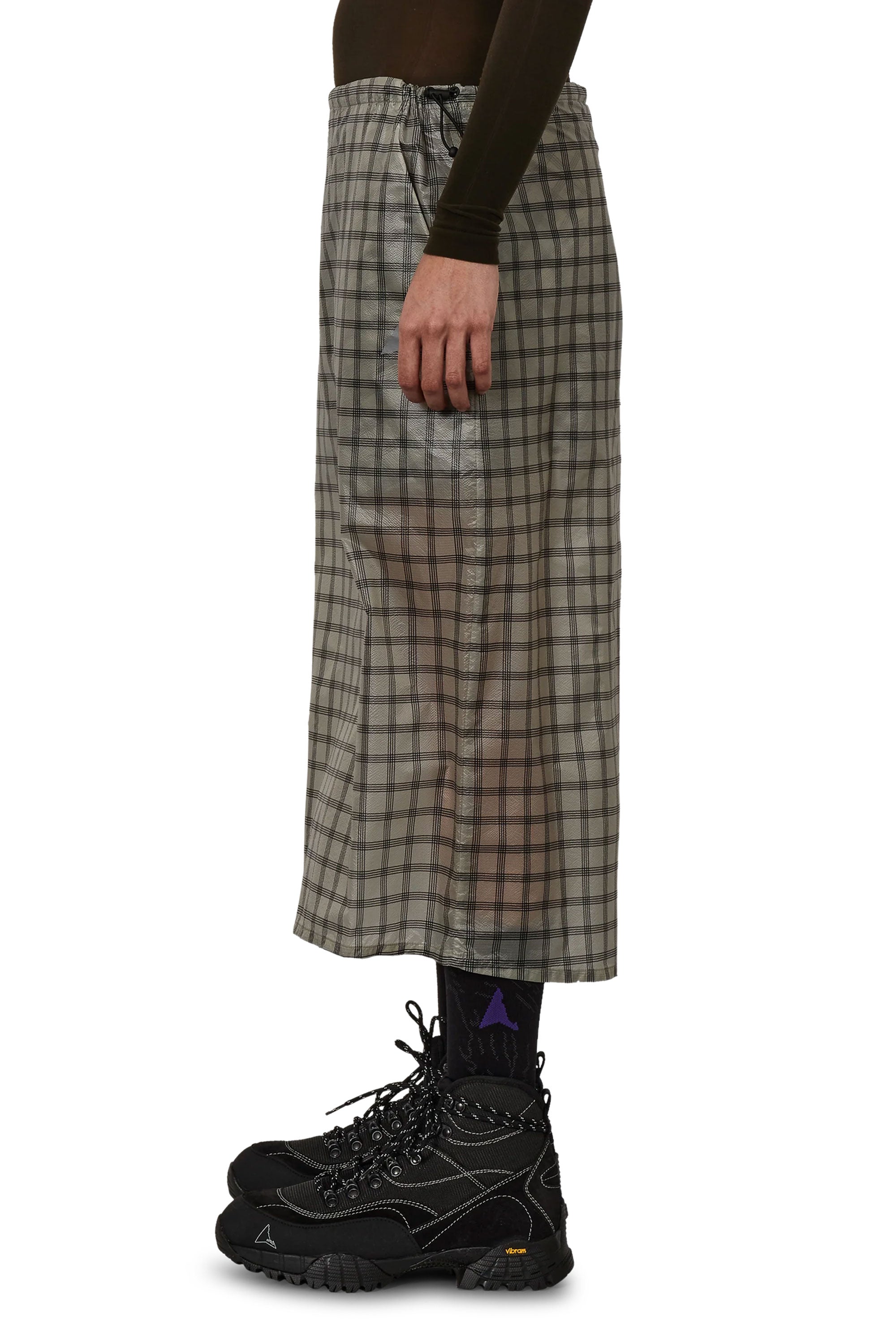 The Nia See Through Printed Check Mid Skirt available online with global shipping, and in PAM Stores Melbourne and Sydney.