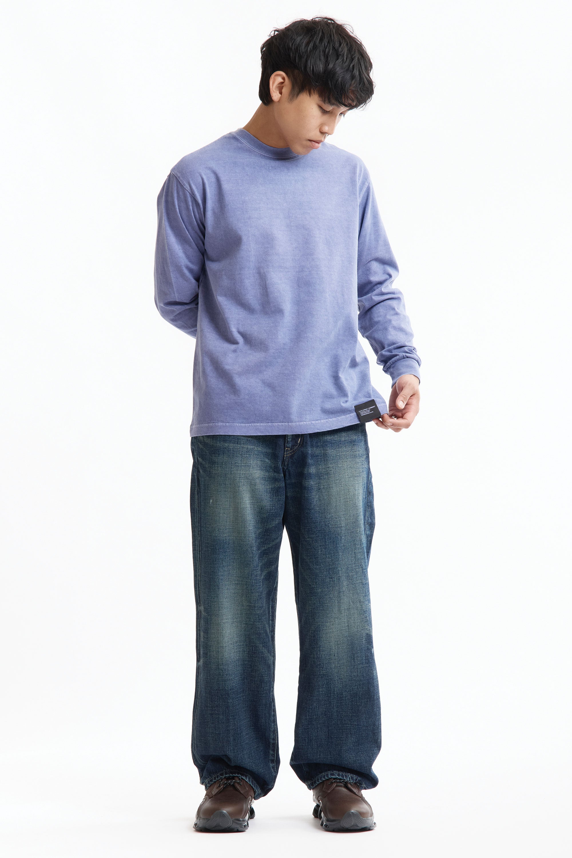 The SS26 NH PIGMENT DYED CREWNECK LS BLUE available online with global shipping, and in PAM Stores Melbourne and Sydney.
