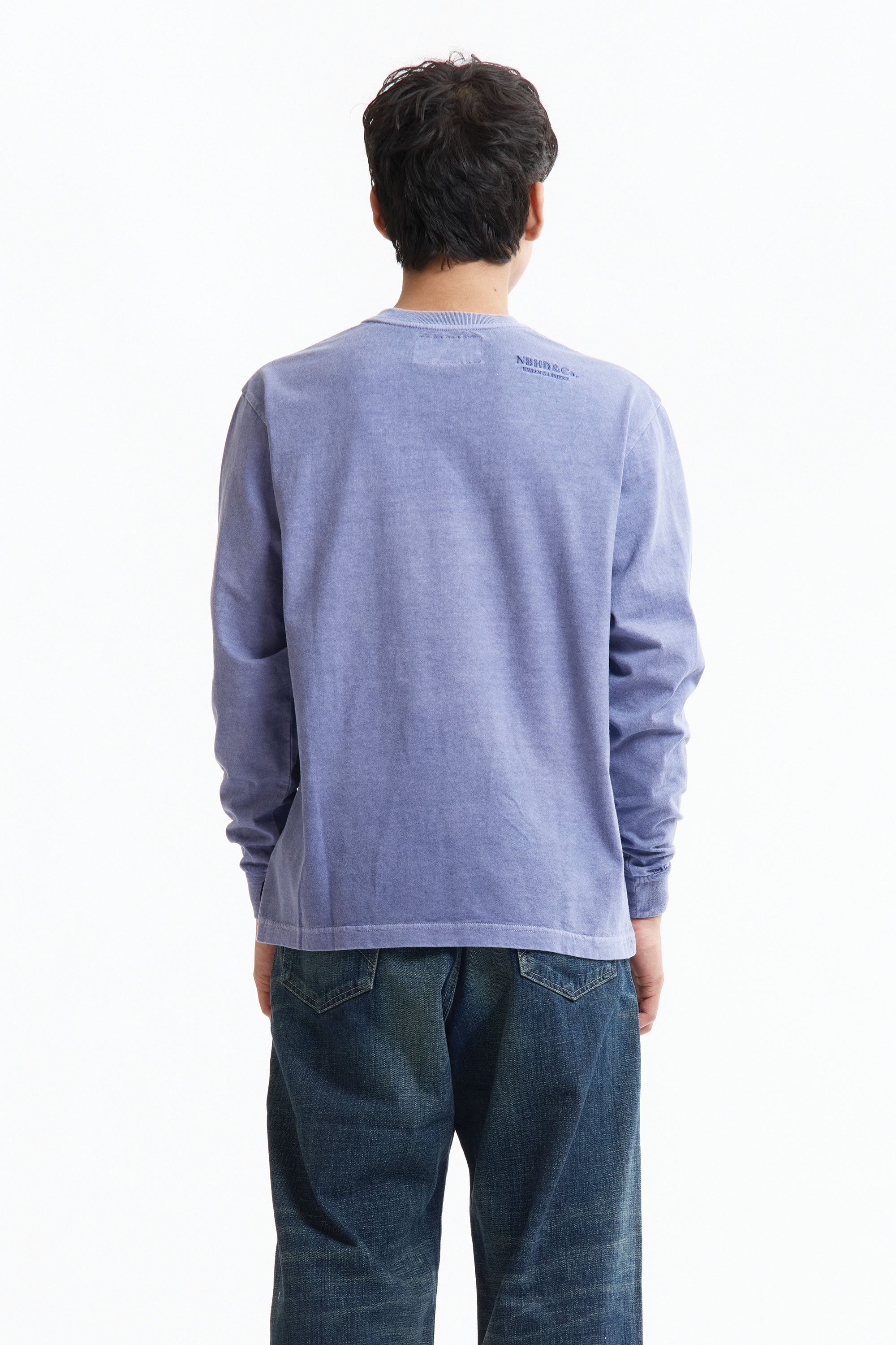 The SS26 NH PIGMENT DYED CREWNECK LS BLUE available online with global shipping, and in PAM Stores Melbourne and Sydney.