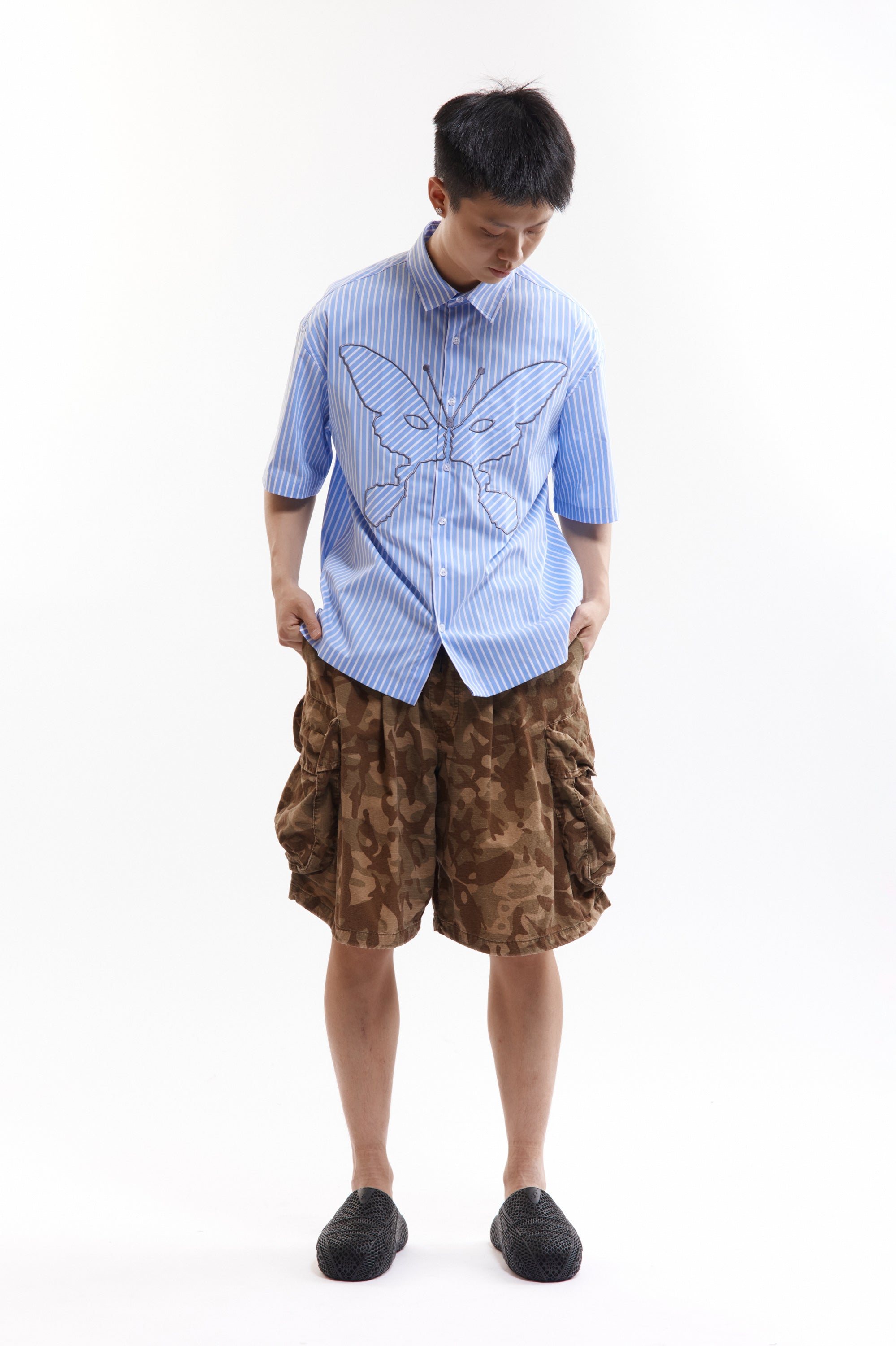 The NINGALOO STRIPED SHORT SLEEVE SHIRT available online with global shipping, and in PAM Stores Melbourne and Sydney.