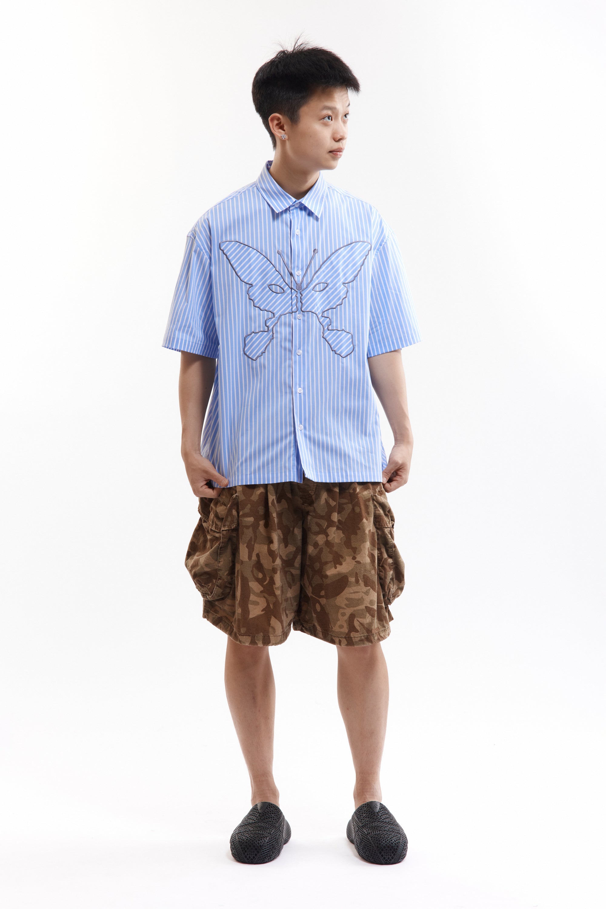 The NINGALOO STRIPED SHORT SLEEVE SHIRT available online with global shipping, and in PAM Stores Melbourne and Sydney.