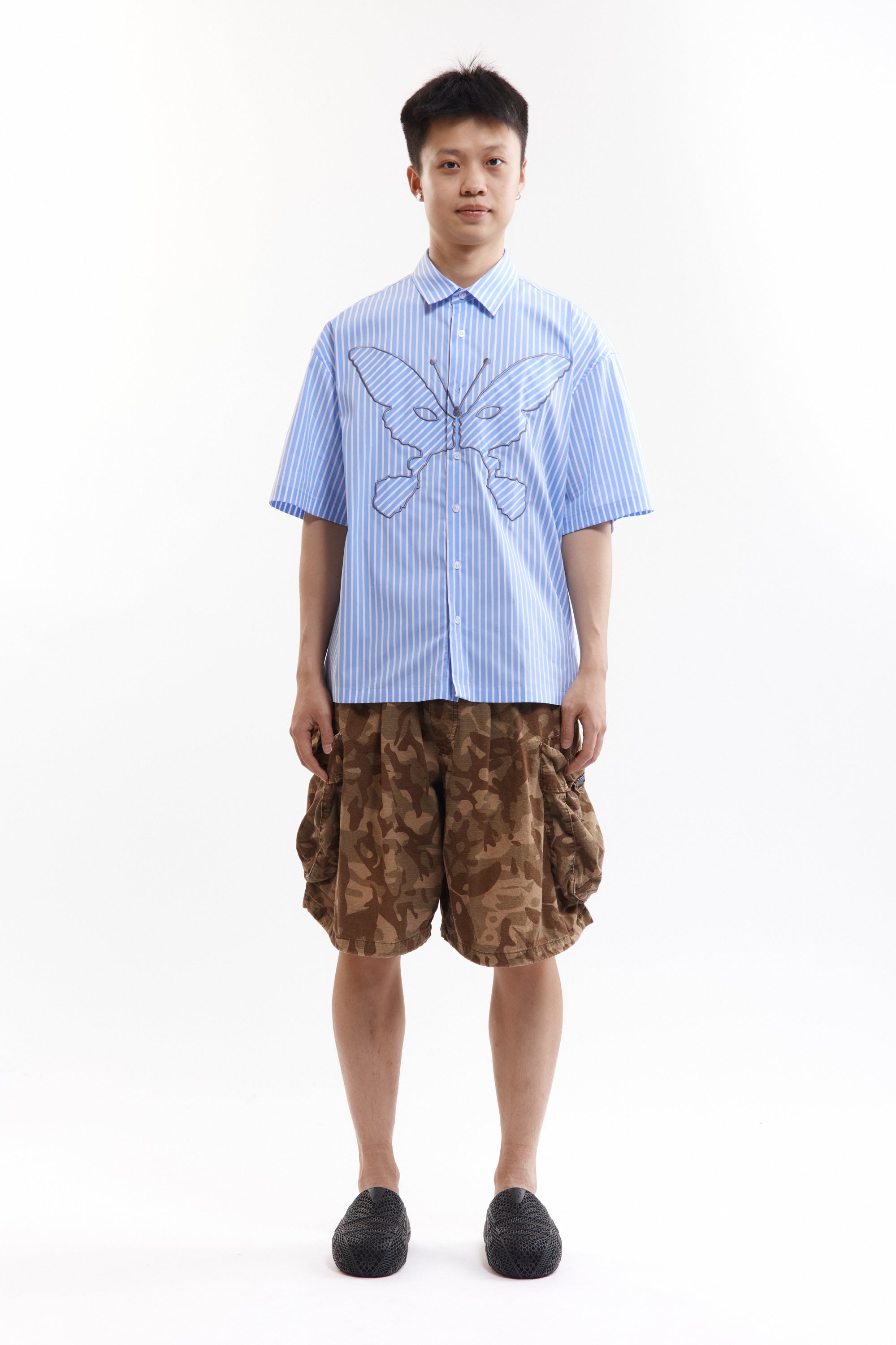 The NINGALOO STRIPED SHORT SLEEVE SHIRT available online with global shipping, and in PAM Stores Melbourne and Sydney.