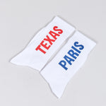 The PARIS, TEXAS SOCKS WHITE  available online with global shipping, and in PAM Stores Melbourne and Sydney.