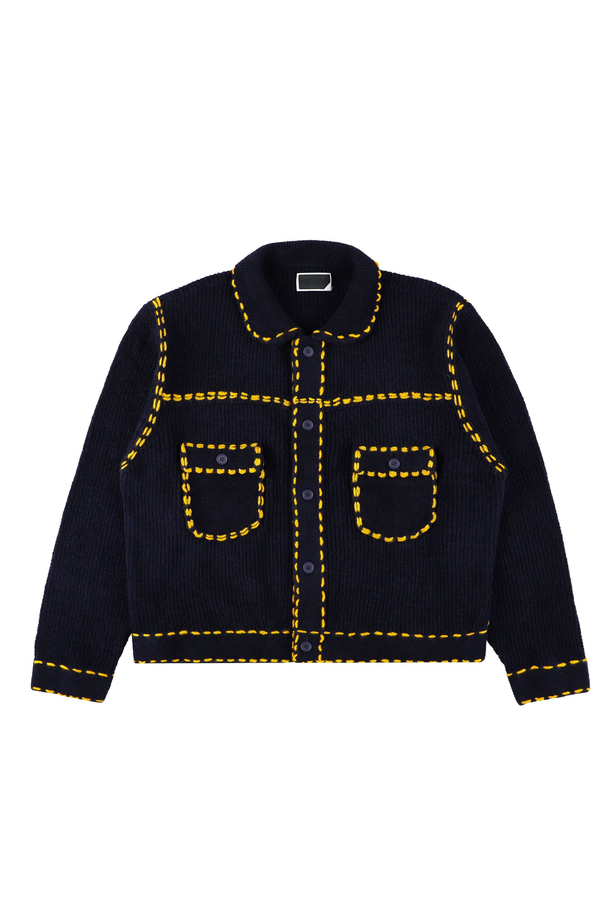 The PG1 KNIT CARIGAN NAVY available online with global shipping, and in PAM Stores Melbourne and Sydney.