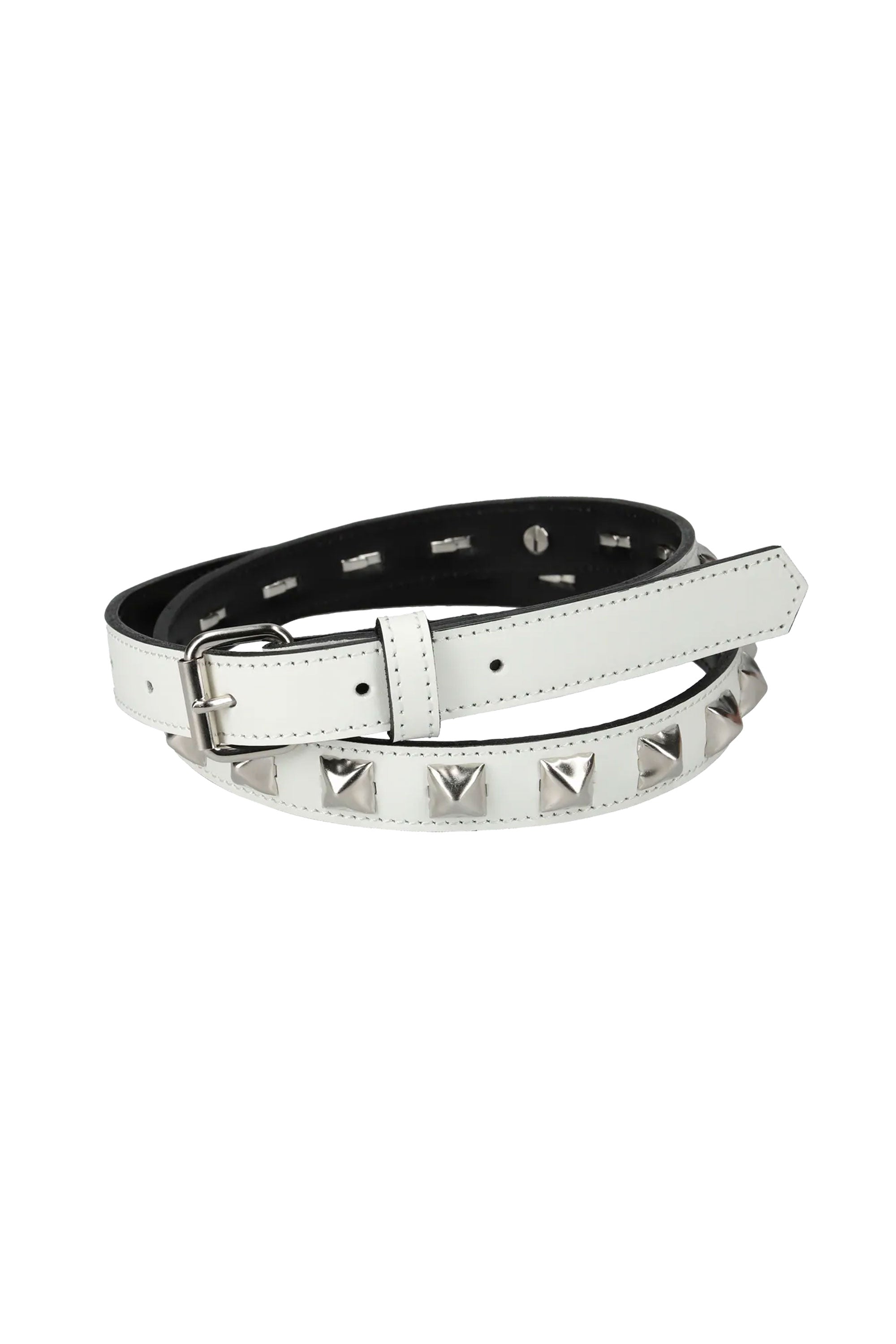 The HALF STUDS BELT WHITE available online with global shipping, and in PAM Stores Melbourne and Sydney.