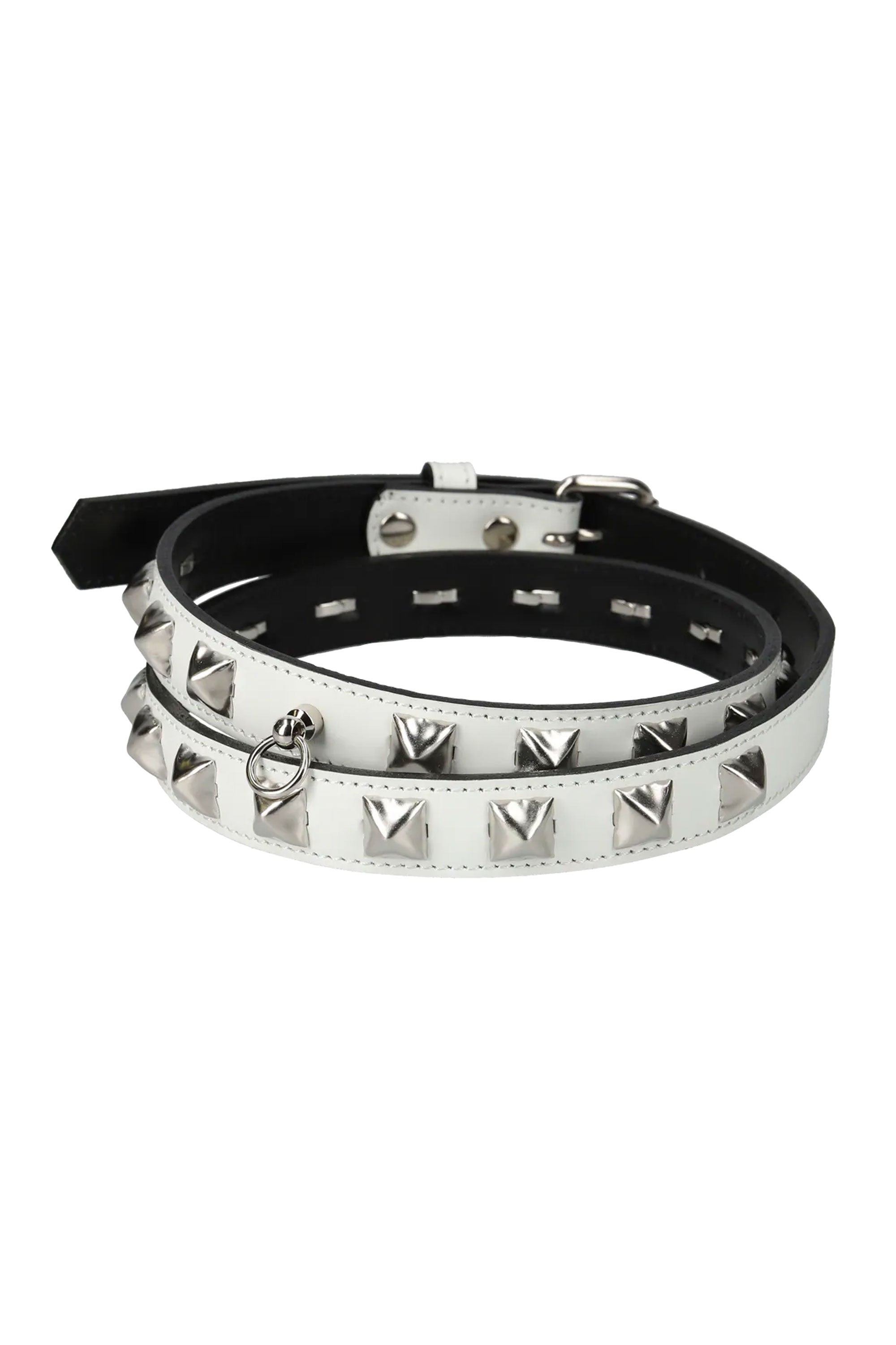 The HALF STUDS BELT WHITE available online with global shipping, and in PAM Stores Melbourne and Sydney.