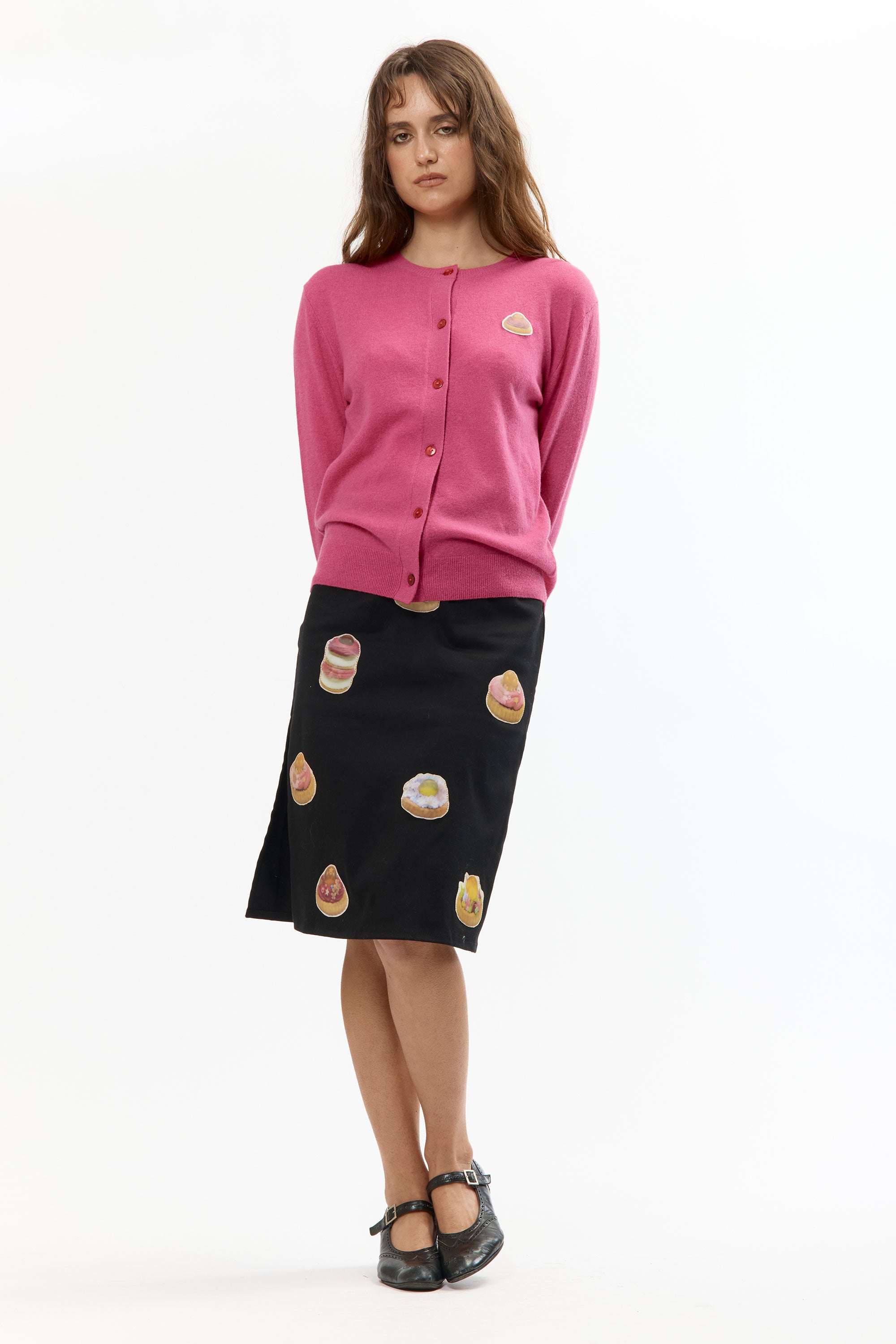 The QUEREMOS PASTELES TARTLETTE PINK CARDIGAN available online with global shipping, and in PAM Stores Melbourne and Sydney.