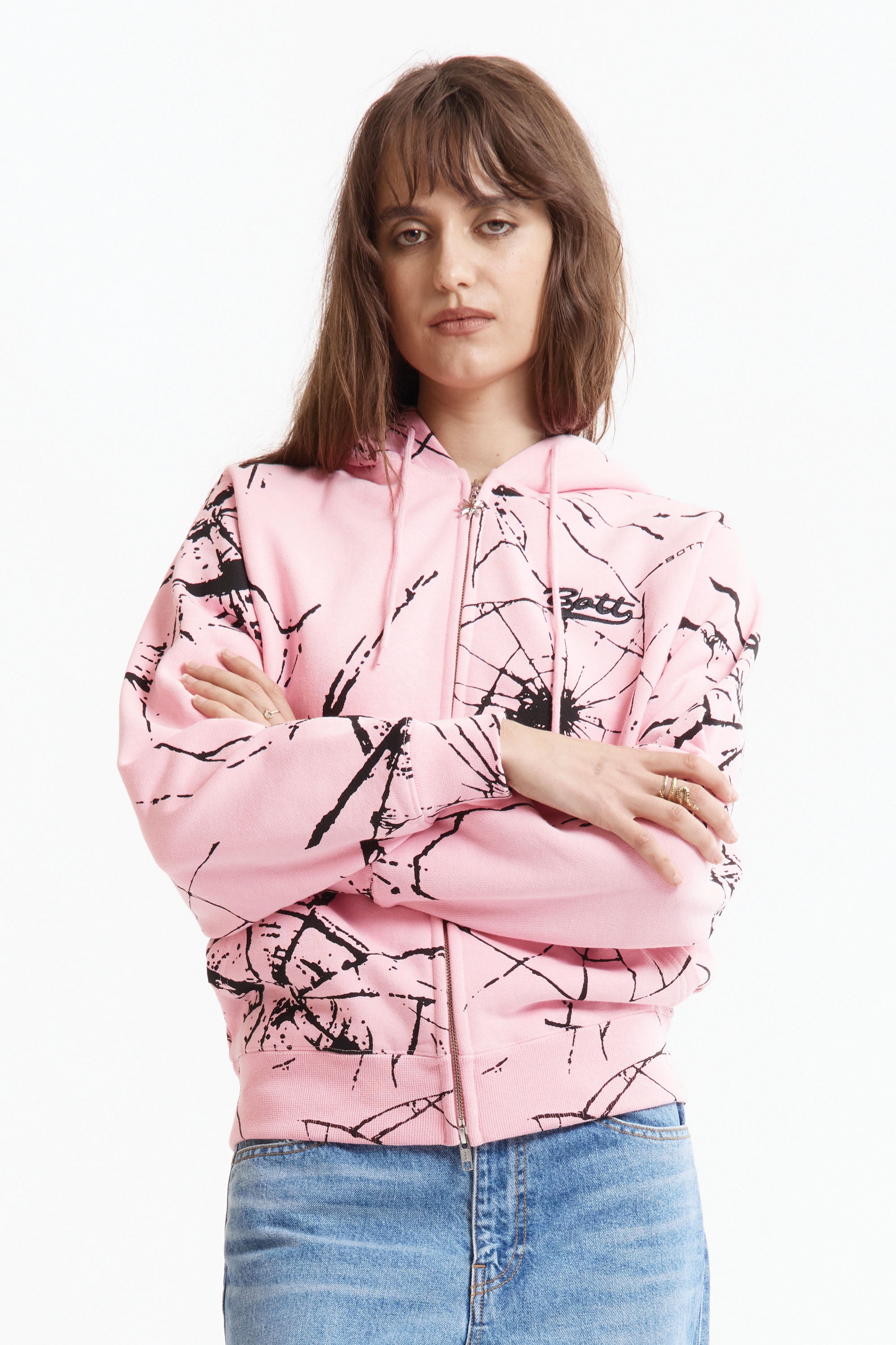 The Shattered Zip Hoodie Pink available online with global shipping, and in PAM Stores Melbourne and Sydney.