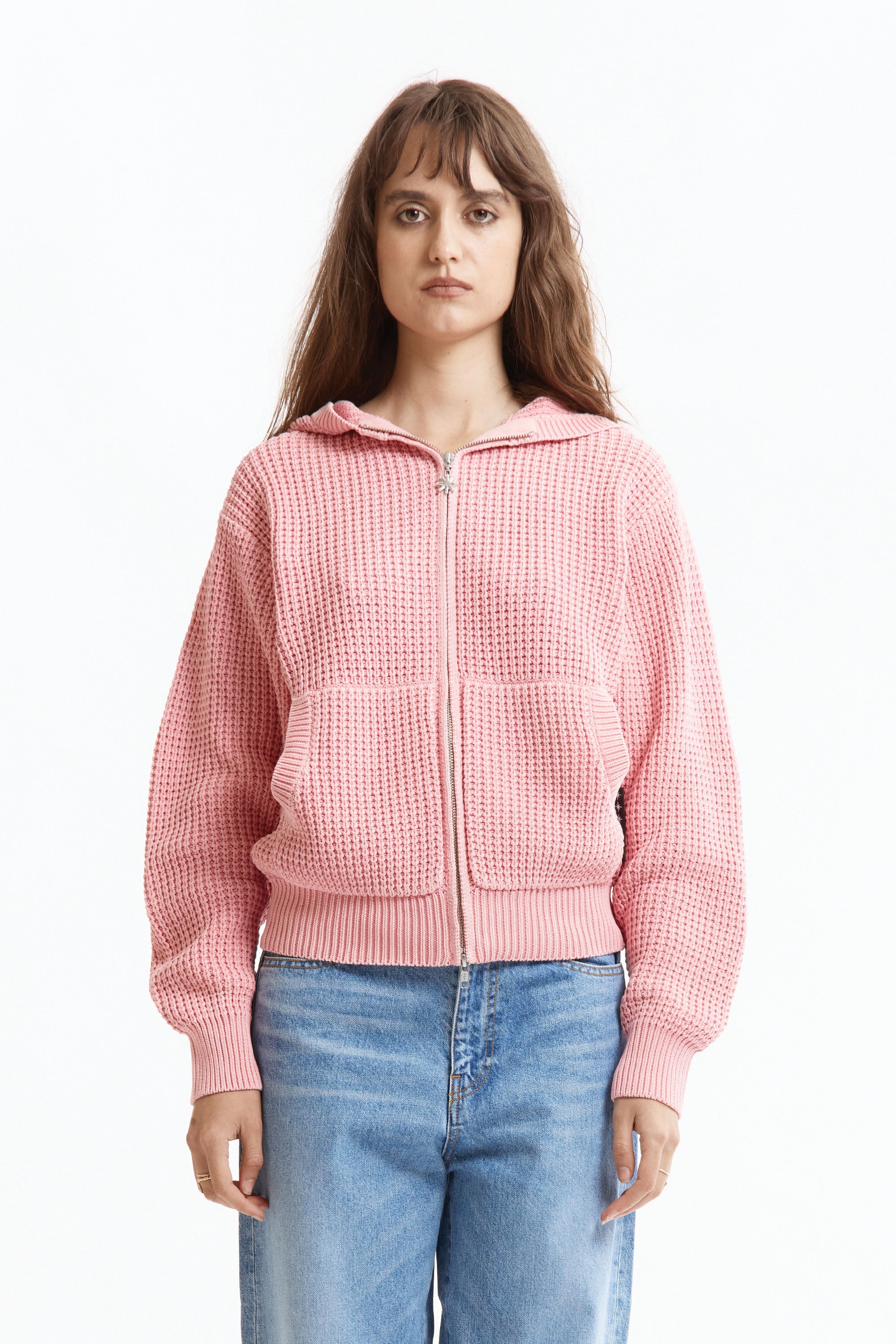 The Knit Zip Hoodie Pink available online with global shipping, and in PAM Stores Melbourne and Sydney.
