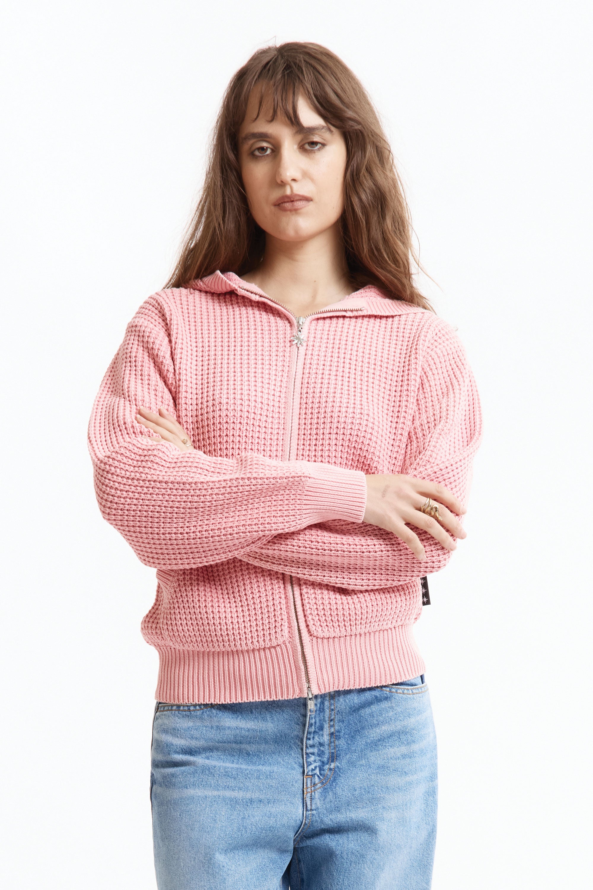 The Knit Zip Hoodie Pink available online with global shipping, and in PAM Stores Melbourne and Sydney.