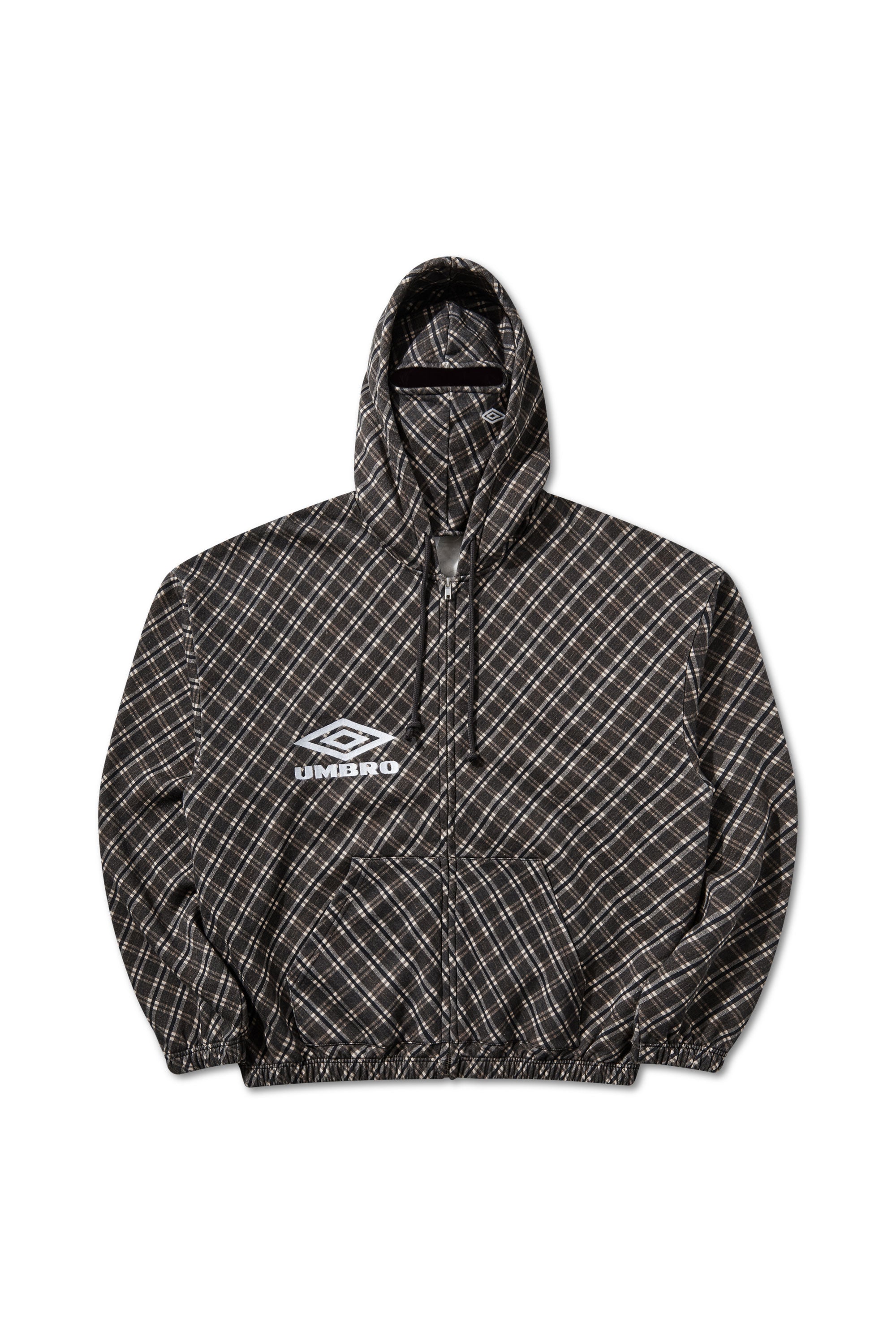 The PLAID MASKED HOODIE BROWN available online with global shipping, and in PAM Stores Melbourne and Sydney.