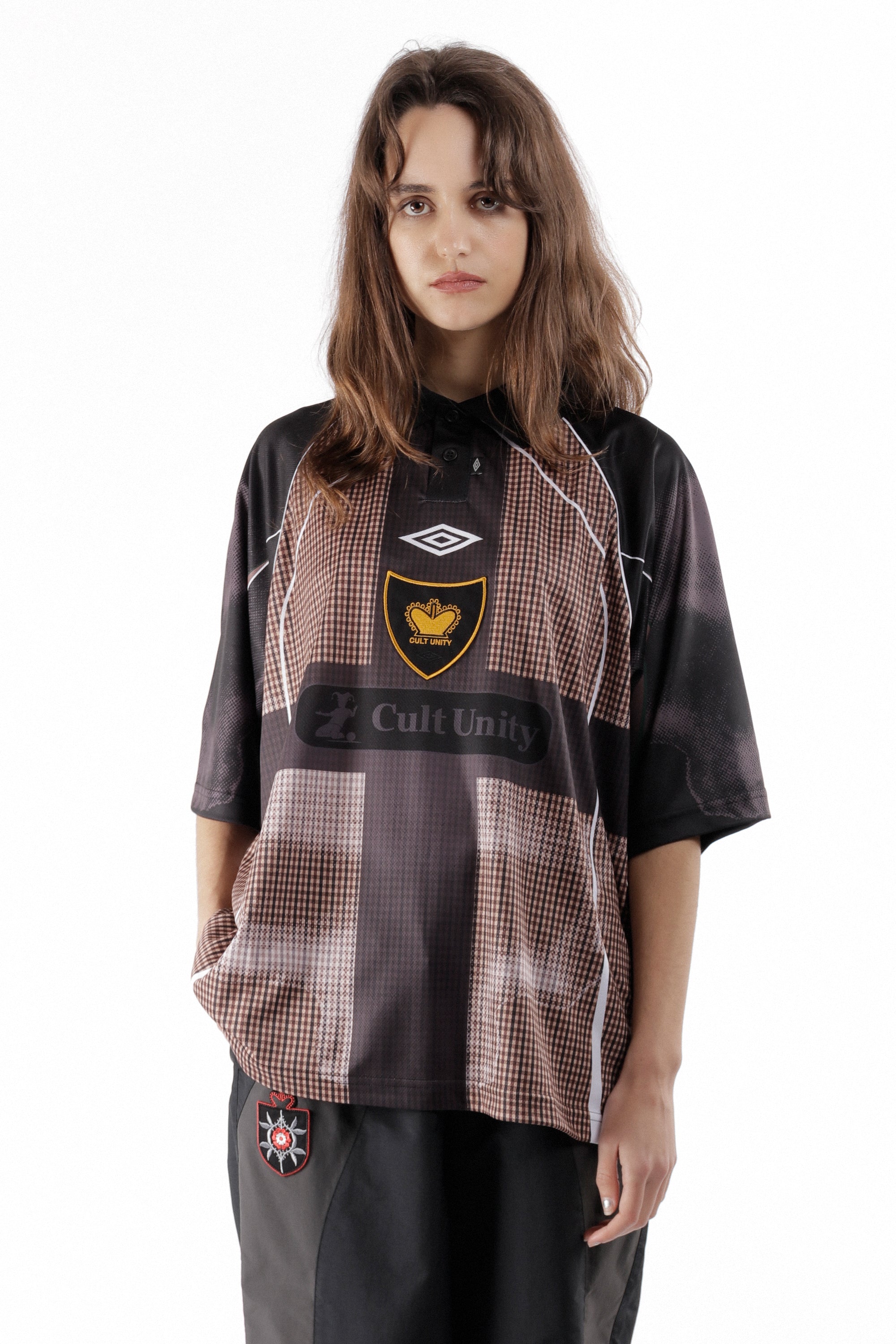 The Cult Unity Check Polo Beige Black available online with global shipping, and in PAM Stores Melbourne and Sydney.