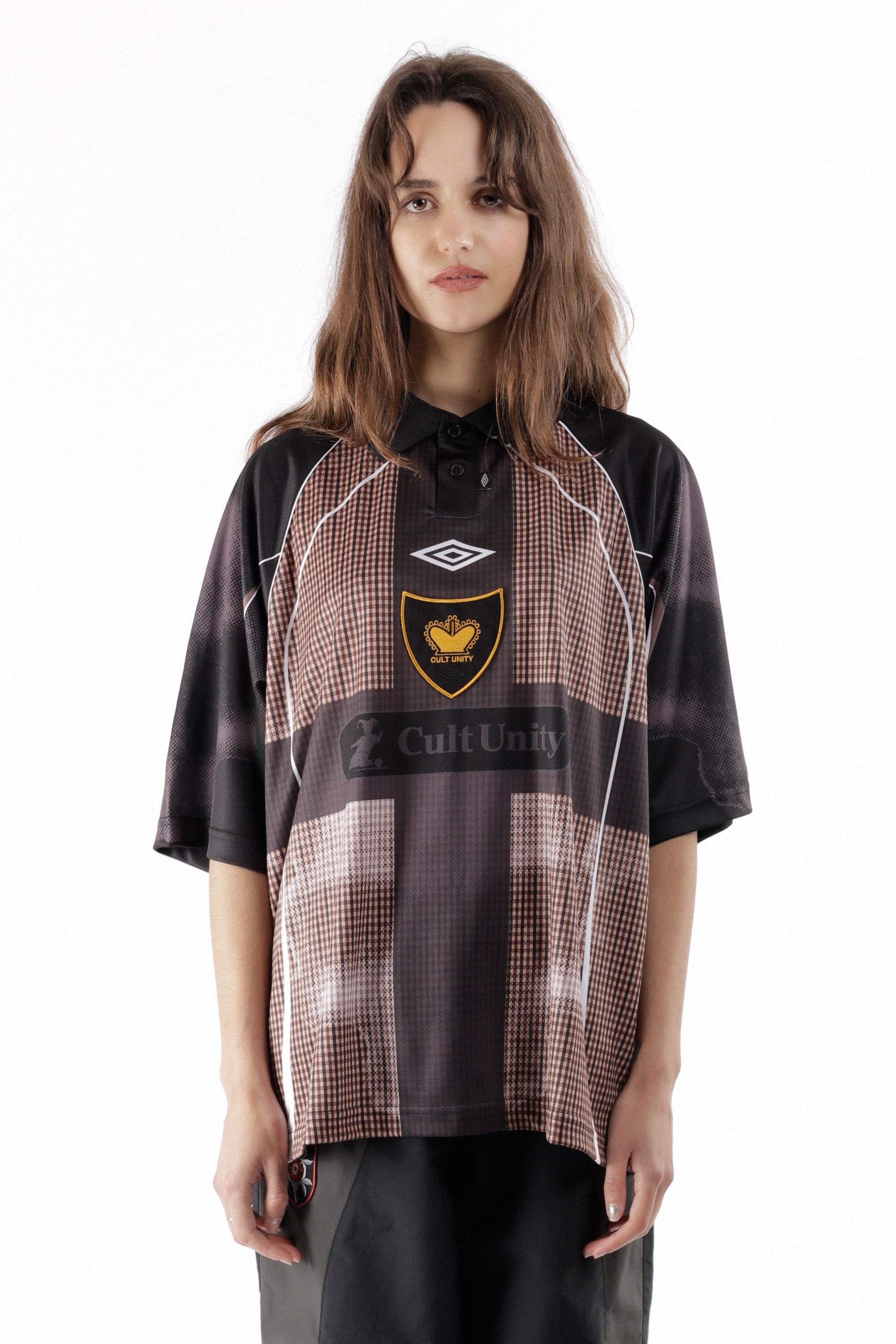 The Cult Unity Check Polo Beige Black available online with global shipping, and in PAM Stores Melbourne and Sydney.