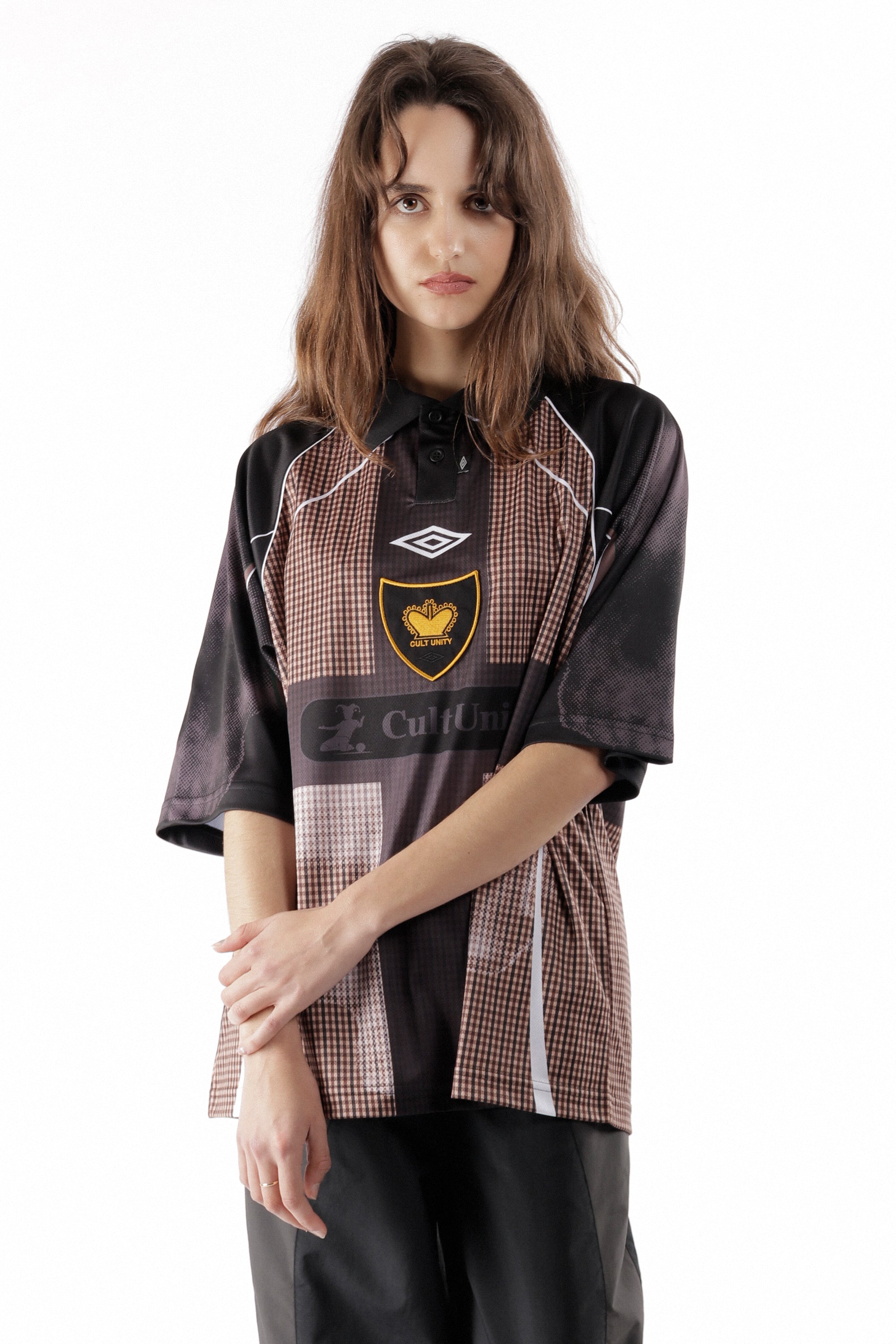 The Cult Unity Check Polo Beige Black available online with global shipping, and in PAM Stores Melbourne and Sydney.