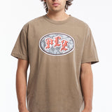 The PLZ Brown Tee available online with global shipping, and in PAM Stores Melbourne and Sydney.