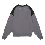 The PANEL SHOULDER CREW NECK CHARCOAL  available online with global shipping, and in PAM Stores Melbourne and Sydney.