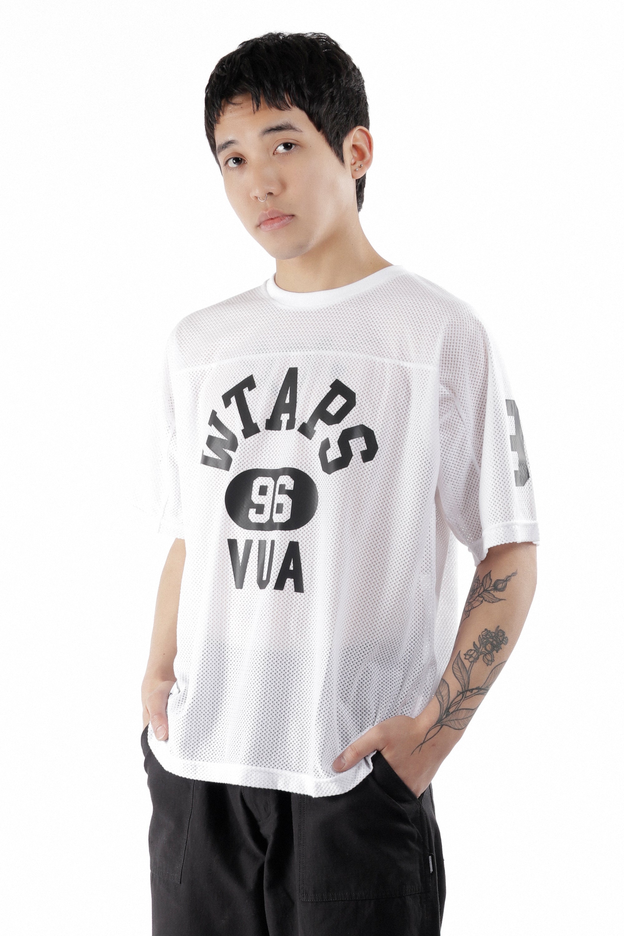 The QB SS POLY MESH T-SHIRT WHITE available online with global shipping, and in PAM Stores Melbourne and Sydney.