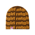 rat girl beanie brown gold