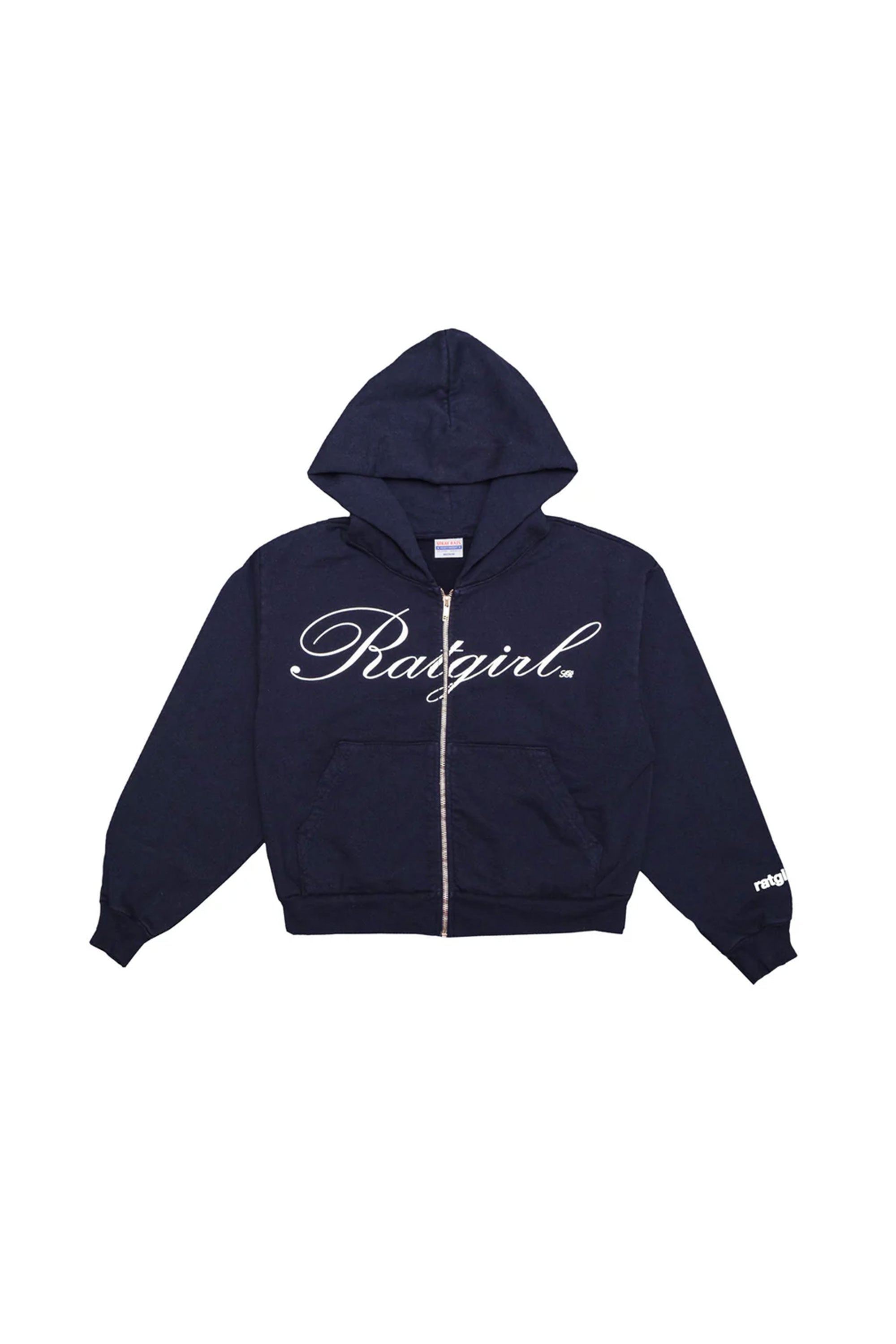 The SR Ratgirl Crop Zip Hooded Sweat Navy available online with global shipping, and in PAM Stores Melbourne and Sydney.