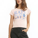 The Rats in the City Tee Pink available online with global shipping, and in PAM Stores Melbourne and Sydney.
