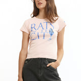 The Rats in the City Tee Pink available online with global shipping, and in PAM Stores Melbourne and Sydney.