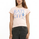 The Rats in the City Tee Pink available online with global shipping, and in PAM Stores Melbourne and Sydney.