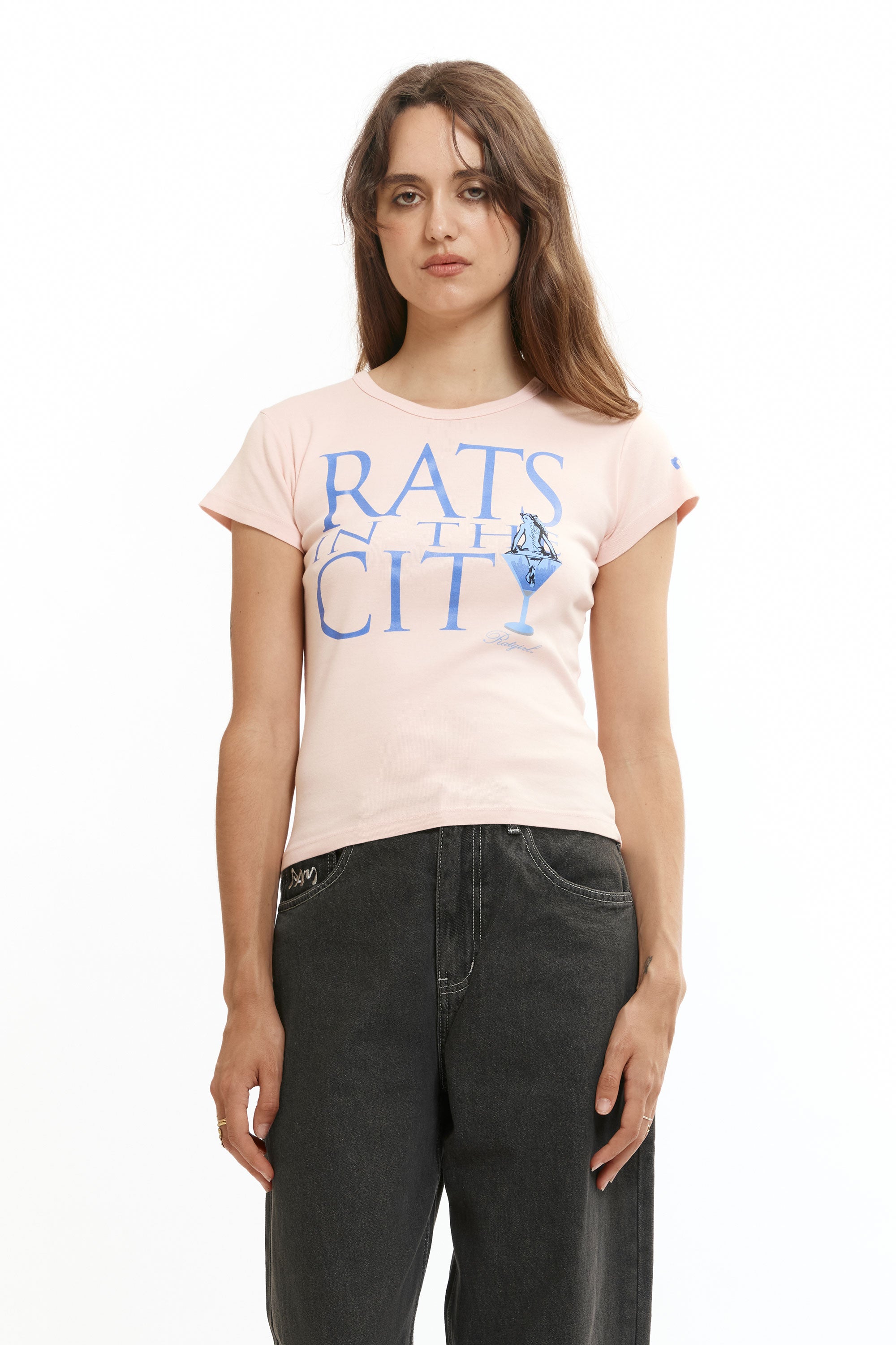 The Rats in the City Tee Pink available online with global shipping, and in PAM Stores Melbourne and Sydney.