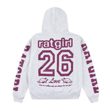 RATGIRL LOVE ZIP HOODIE HEATHER GREY
