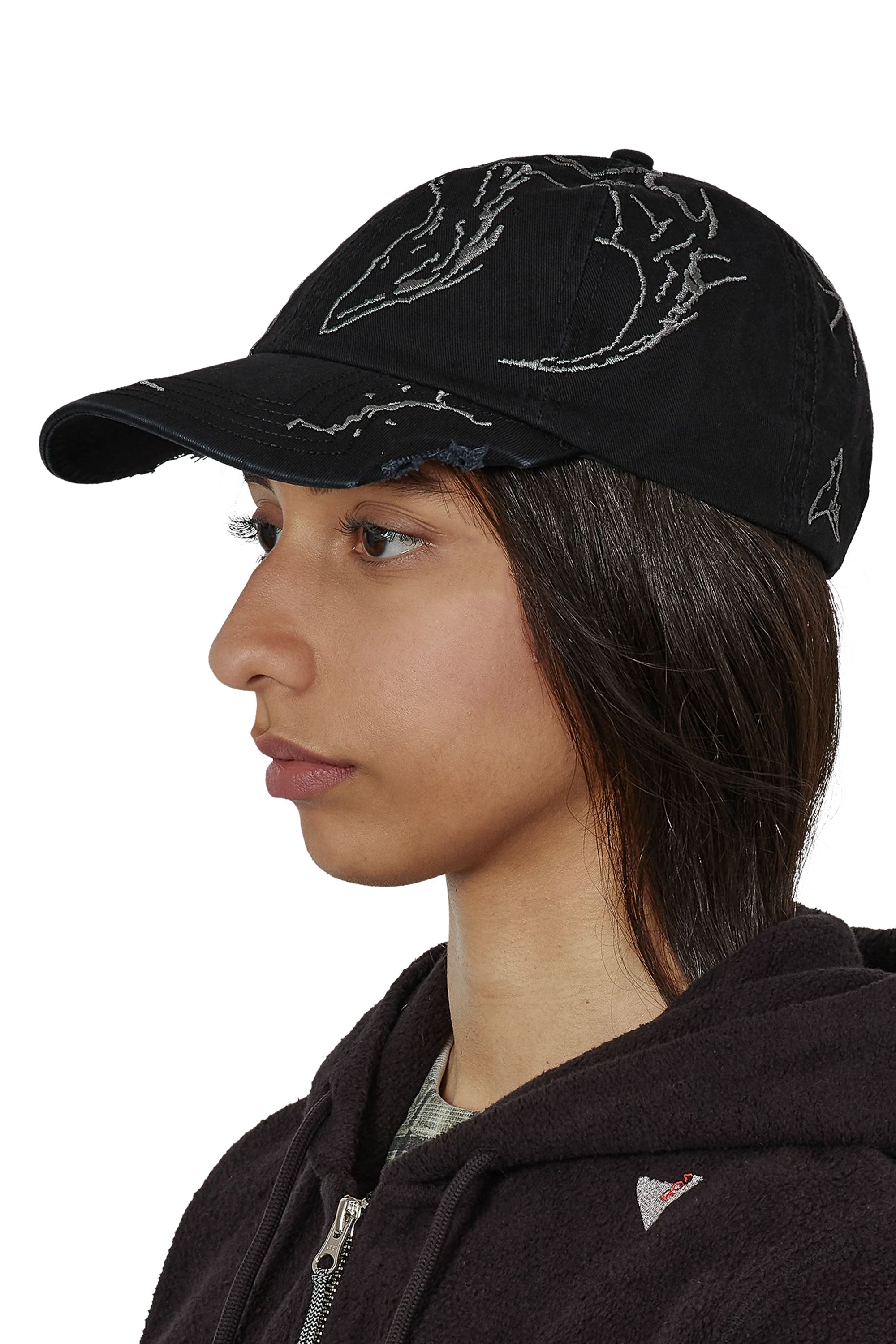 The Ryli Embriodered 6 Panel Cap Washed Black available online with global shipping, and in PAM Stores Melbourne and Sydney.