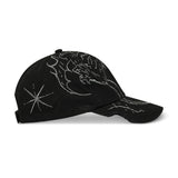 The Ryli Embriodered 6 Panel Cap Washed Black available online with global shipping, and in PAM Stores Melbourne and Sydney.