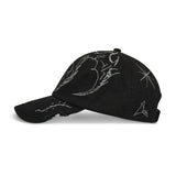 The Ryli Embriodered 6 Panel Cap Washed Black available online with global shipping, and in PAM Stores Melbourne and Sydney.