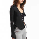 BLACK LYCRA SAILOR SHIRT