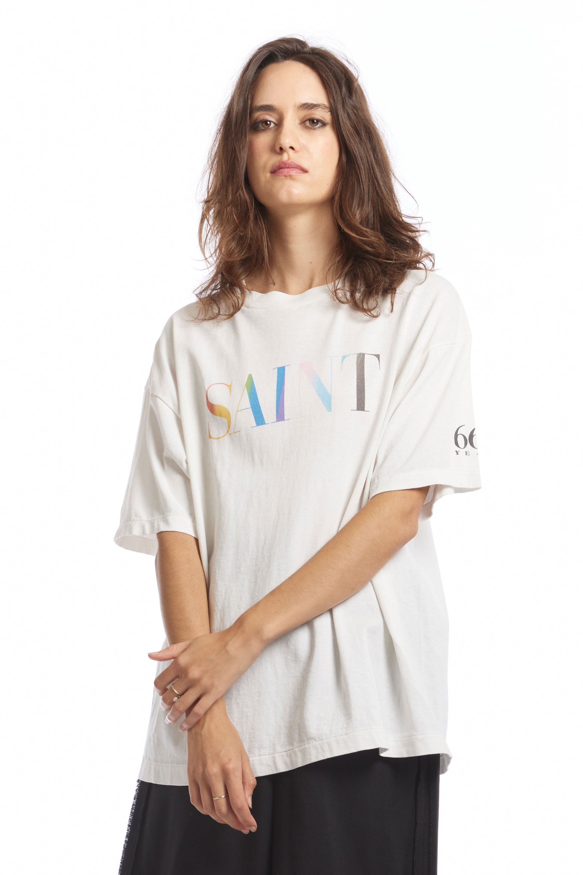 The RAINBOW SAINT SS TEE WHITE available online with global shipping, and in PAM Stores Melbourne and Sydney.